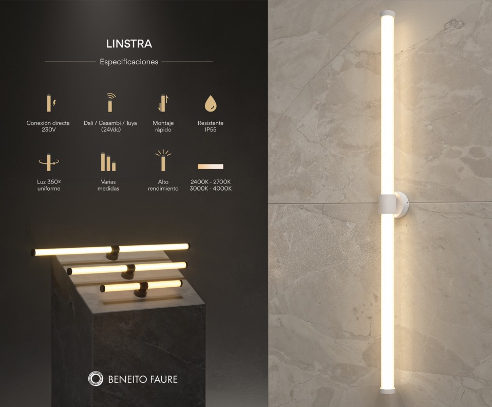 LINSTRA: Luz envolvente 360°, sin sombras ni deslumbramientos